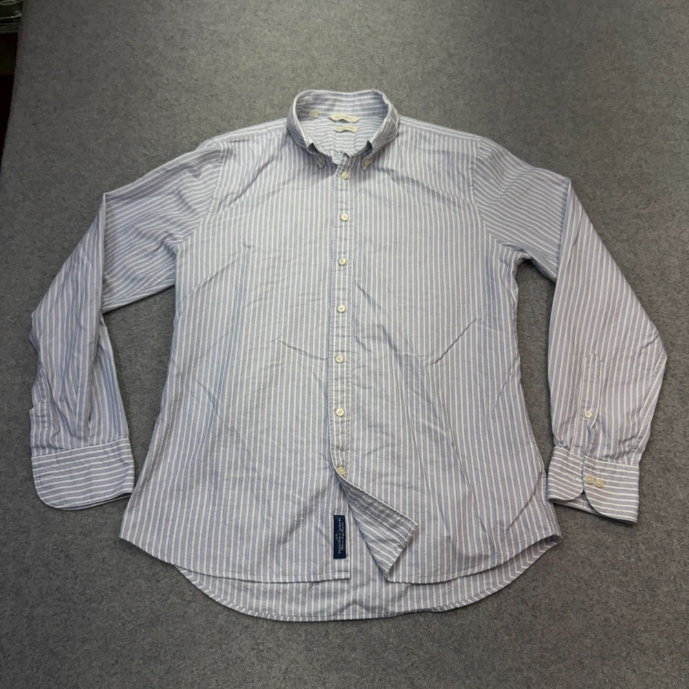 Suitsupply Men's Dress Shirt‎ Blue Stripe Egyptian Cotton 42/16.5 Extra Slim Fit